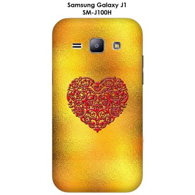 Coque Samsung Galaxy J1 - SM-J100H Fond or cœur rouge, Ti amo