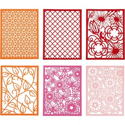 Creotime bloc carton 10,5 x 14,8 cm 6 motifs 4 couleurs rose/rouge