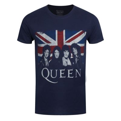 Queen T-Shirt Vintage Union Jack Navy Homme Bleu