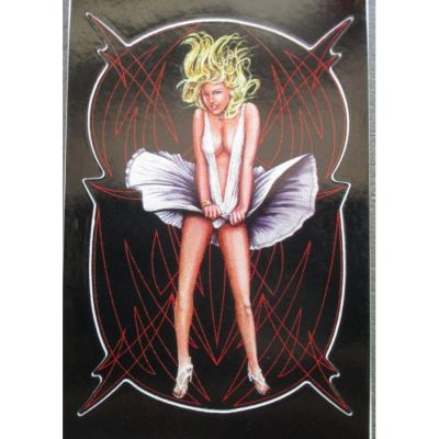 petit sticker pin up marilyn monroe et pinstriping rouge autocollant transparent