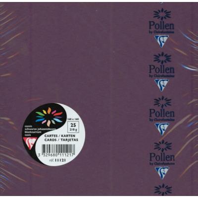 Paquet De 25 Cartes Simples Pollen 160x160mm Cassis 210g