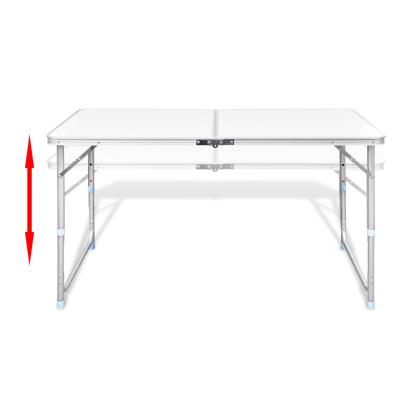 Table De Camping Pliante Ecd-Germany – Aluminium & HDPE – 120x60 Cm – Hauteur Réglable
