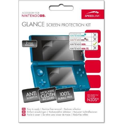 Speedlink - Glance Film Protecteur Pour La Nintendo 3Ds Protège L'Cran, Chiffon Microfibres Et Raclette Transparent