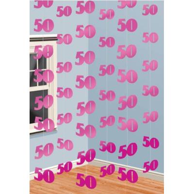 Guirlandes anniversaire 50 ans roses (x6)