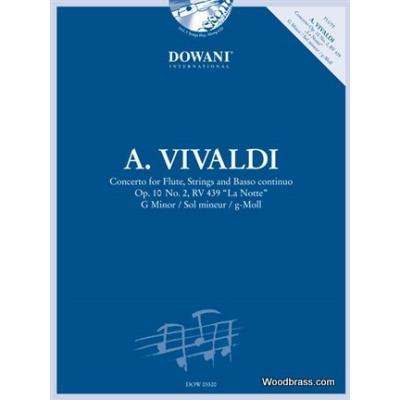 Partitions classique Dowani VIVALDI A. - CONCERTO POUR FLÛTE OP. 10/2 RV 439 (LA NOTTE) SOL MIN. + CD Flûte traversière