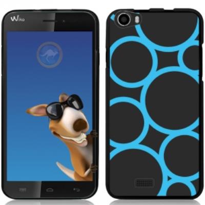 Coque Souple en gel noire pour Wiko Lenny avec impression Motifs ronds bleus