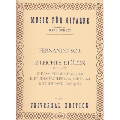 Méthodes et pédagogie UNIVERSAL EDITION SOR FERNANDO - 12 LEICHTE ETÜDEN AUS OP.60 Guitare acoustique
