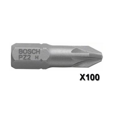 Lot De 100 Embouts De Vissage Extra-Dure Pozidriv Pz1 à Queue 6 Pans Mâle 1/4' Longueur 25 Mm Bosch 2607001557