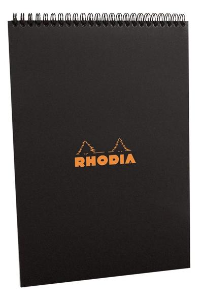 Rhd Noire Bloc Reliure Intégrale Rhodia Classic 80 Feuilles 80G A4 5X5 Couverture