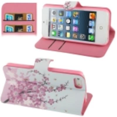 Iphone 5 / 5S : Coque Housse en Cuir (PU)  Fleurs Cerisiers