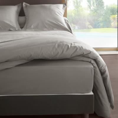 Drap housse percale Méline 2 LABELISSIM 140 x 190 cm Gris Cendre