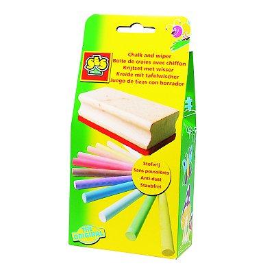 SES Creative - Craies - 12 craies couleurs avec effaceur tableau