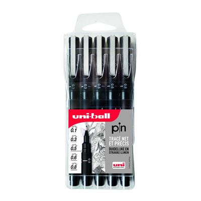 Pochette de 5 feutres techniques noirs spécial dessin n°2 - pin