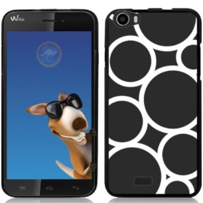 Coque Souple en gel noire pour Wiko Lenny avec impression Motifs ronds blancs