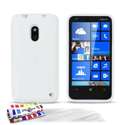 Coque Souple ORIGINALE Ultra Fine Blanc , Le X, Premium de MUZZANO pour NOKIA LUMIA 620 + 3 Protections Ecran UltraClear Pour NOKIA LUMIA 620