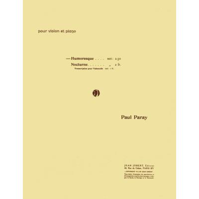 Partitions classique JOBERT PARAY PAUL - HUMORESQUE - VIOLON, PIANO Violon
