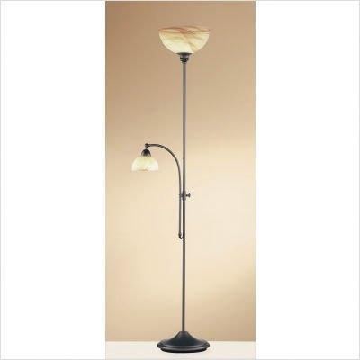 WOFI 3128.02.09.0000 LACCHINO LAMPADAIRE AVEC LISEUSE MARRON E27/150W ET E14/40W 180 CM