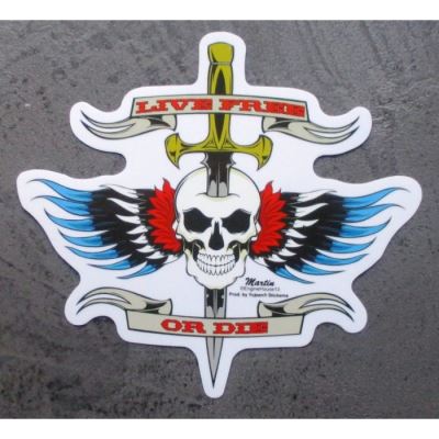 sticker live free or die , craneet epée autocllant rockab