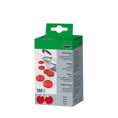 Sigel jetons repas pp motif relief 25 mm rouge lot de 100