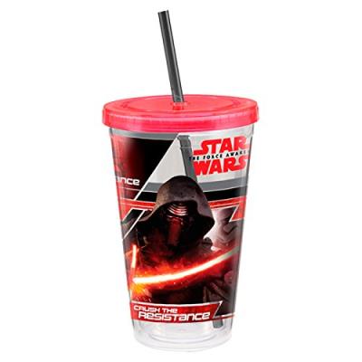 Joy toy 99514 star wars episode vii gobelet 500 ml avec couvercle et paille acrylique multicolore 10 x 10 x 16 cm