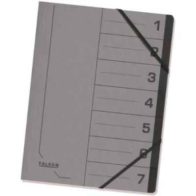 Falken chemise trieur, a4, carton, 7 compartiments, gris 11288602