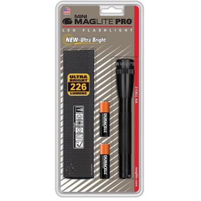 Maglite mini r6 led pro avec étui en blister noir 16.8 cm