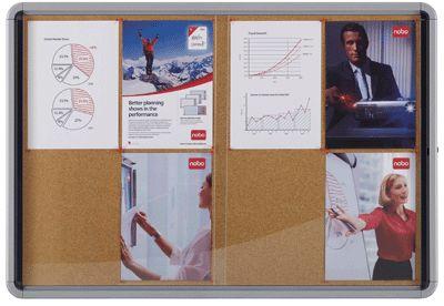 Nobo - Vitrine Interieur Fond Liege Portes Coulissantes Pour 18 Documents A4