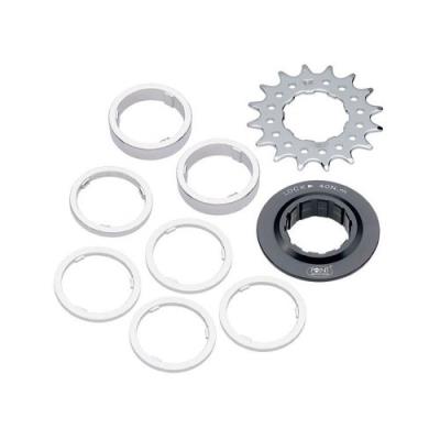 Point 02019701 pignon single-speed en acier crmo 13 dents et pack de bagues despacement en aluminium argent noir 17 dents