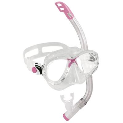 Cressi sub s.p.a. marea vip jr set de masque + tuba plongée enfant transparent rose