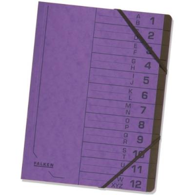 Falken chemise trieur, a4, carton, 12 compartiments, violet 11288818