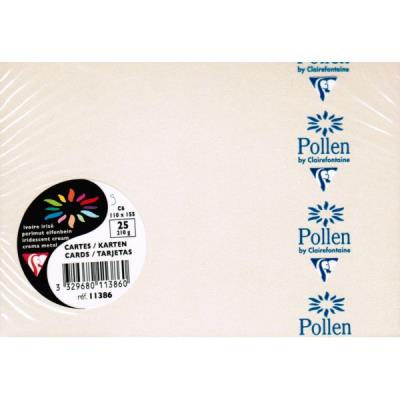 Paquet de 25 cartes simples Pollen 110x155mm Ivoire Irisé 210g