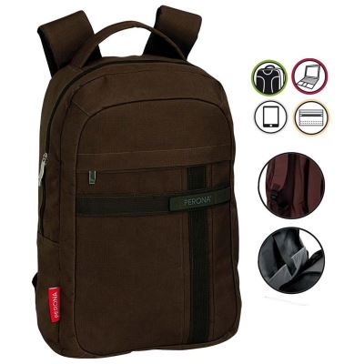 Sac à dos Cartable et porte ordinateur marron 42x29