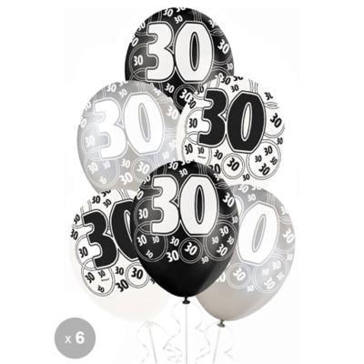 6 Ballons anniversaire 30 ans - Décoration