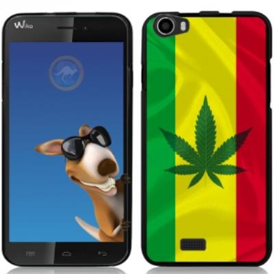 Coque Souple en gel noire pour Wiko Lenny avec impression Motifs rasta