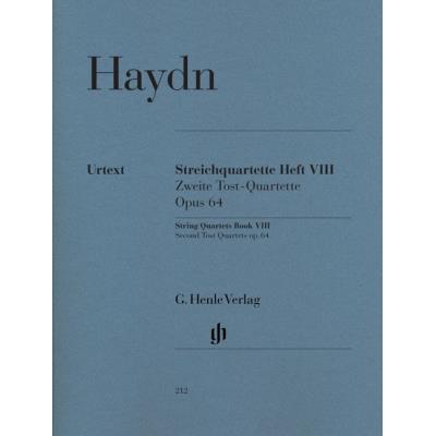 Partitions classique HENLE VERLAG HAYDN J. - STRING QUARTETS VOLUME VIII, OP. 64 [SECOND TOST QUARTETS] Ensemble à cordes