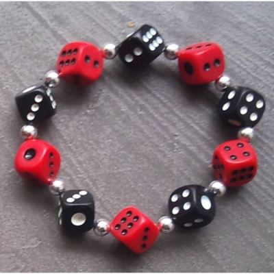 bracelet noir et rouge élastique pin up rockabilly