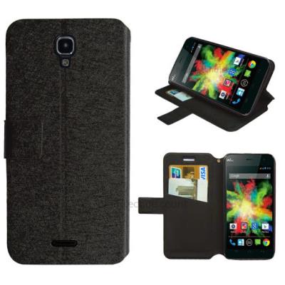 Housse etui coque pochette portefeuille pour Wiko Bloom + film ecran - NOIR