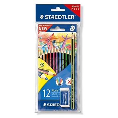 Ecriture - Staedtler Lot De 12 Crayons Noris Colour + 1 Noris Eco + 1 Gomme - Pack Bonus 185 Set1 Composé Dune Boite De 12 Cray