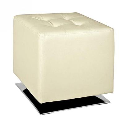Tabouret carré 40 cm beige et chromé