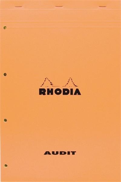 Bloc Rhodia Orange 80 feuilles Agrafés AUDIT 21x31,8