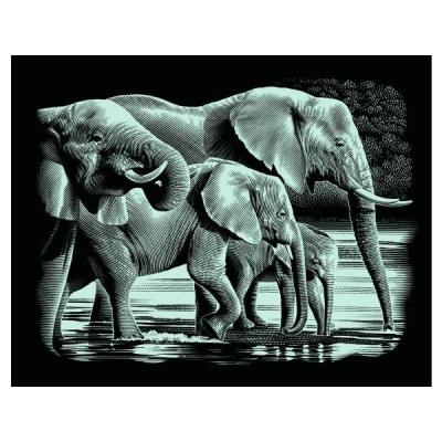 Carte à gratter argentée - 26,5 x 23 cm - éléphant