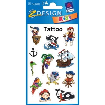 Avery zweckform tatouages pour enfants pirates 1 feuille de 12 56683