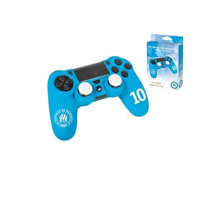 sa5323-2a kit pour manette ps4 (housse + caps) - silicone pour manette playstation 4 - om olympique de marseille - 10 dimitri…