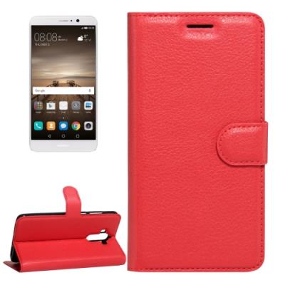 Huawei Mate 9 Housse Etui Cuir PU Rouge Texture Litchi