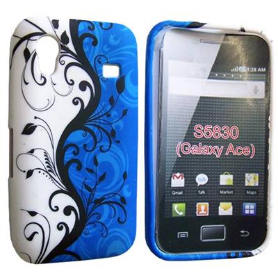 Housse SoftyGel Flower bleue pour Samsung Galaxy Ace S5830