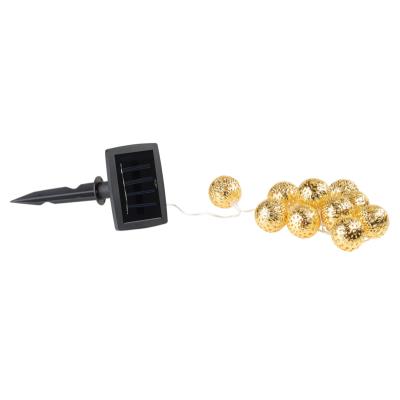 Guirlande lumineuse solaire à LED (blanc chaud) avec 10 boules dorées - 2 m