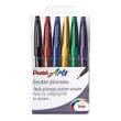 PENTEL POCHETTE DE 6 FEUTRES PINCEAUX À POINTE SOUPLE POUR ESQUISSE/CALLIGRAPHIE COULEURS ASSORTIES FUNNY