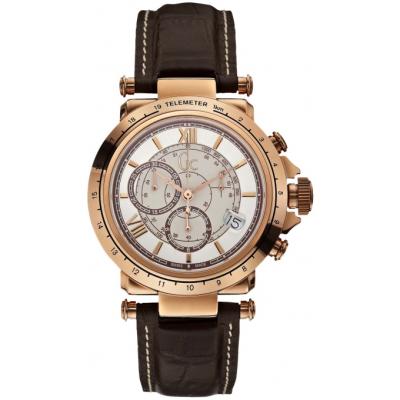 Montre GC X44001G1 - Montre Cuir Marron et Cadran Rond Or Rose Homme