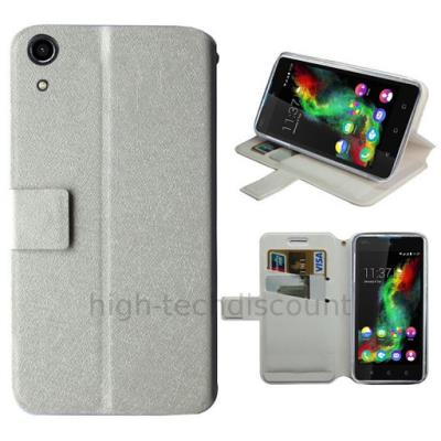 Housse etui coque pochette portefeuille pour Wiko Rainbow Up 4G - BLANC