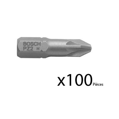 Lot De 100 Embouts De Vissage Extra-Dure Pozidriv Pz3 à Queue 6 Pans Mâle 1/4' Longueur 25 Mm Bosch 2607001565